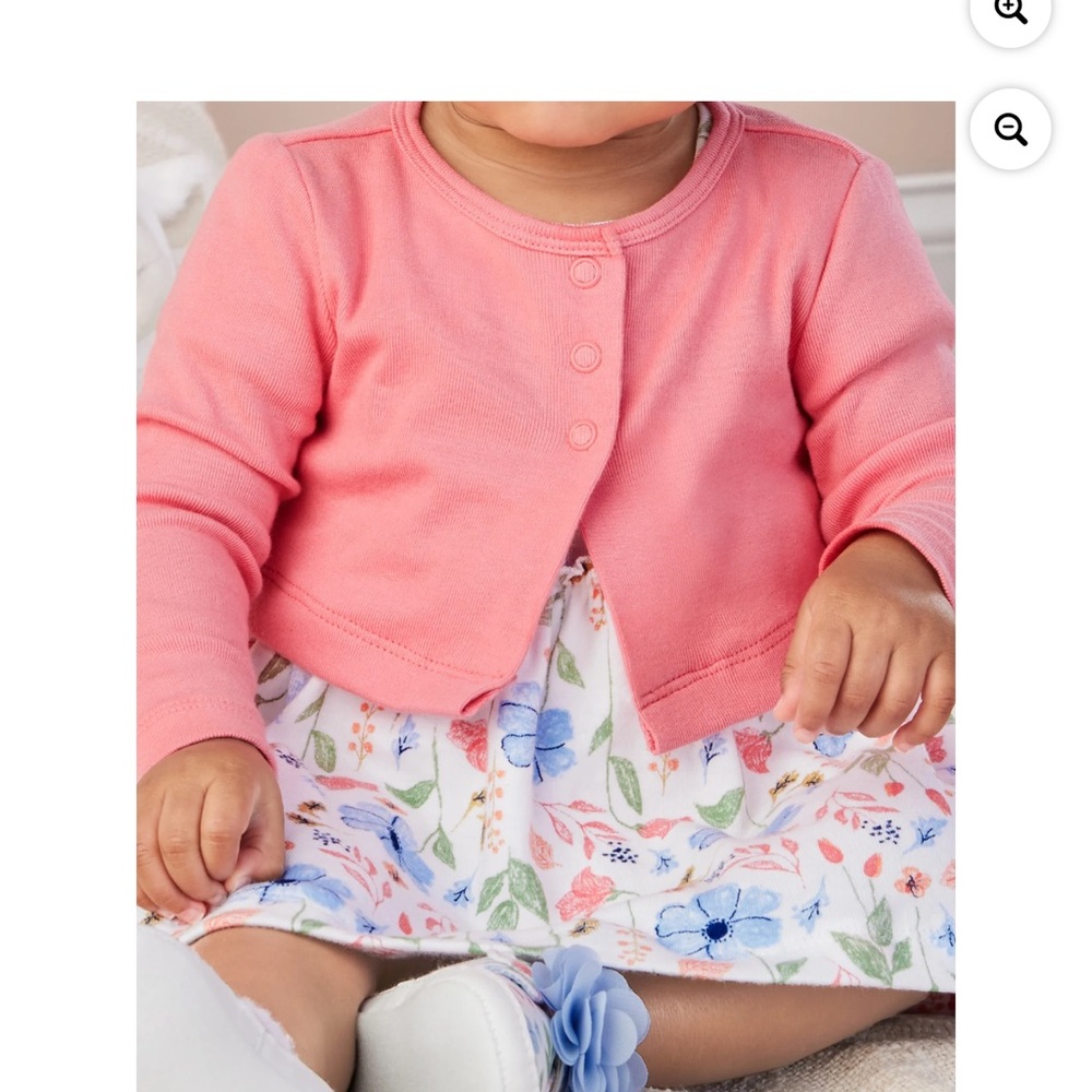 Carter's White Floral Dress Set with Pink Cardigan & Headband - Picture 4 of 11